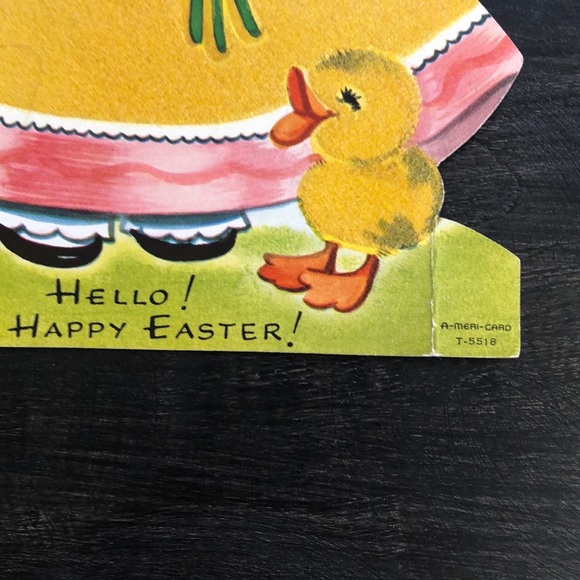 Vintage Easter Card Little Girl with Chicks Fuzzy Felt Details 1940’s - Picture 7 of 7